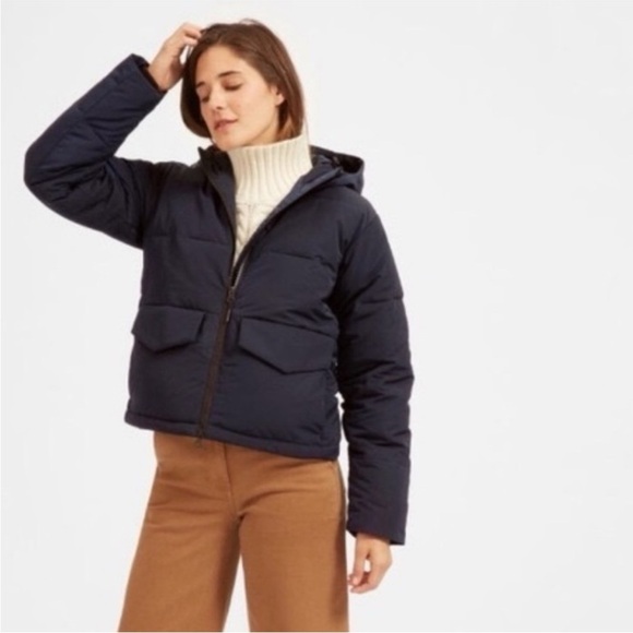 Everlane Jackets & Blazers - Everlane ReNew Women's Navy Hooded Short Puffer Coat Jacket Size Small
